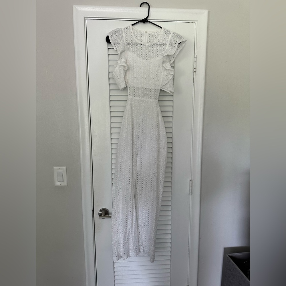 SHEIN white lace jumpsuit size large.